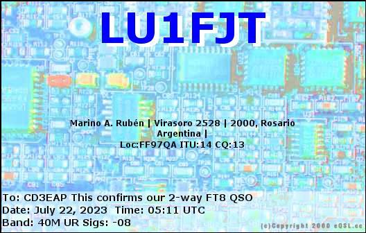 Imagen de tarjeta QSL de LU1FJT