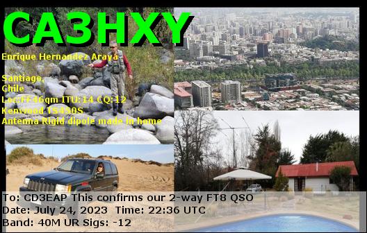 Imagen de tarjeta QSL de CA3HXY