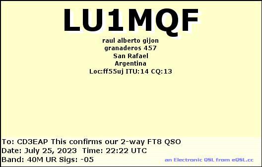 Imagen de tarjeta QSL de LU1MQF