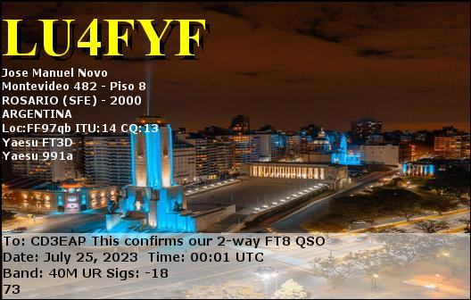 Imagen de tarjeta QSL de LU4FYF