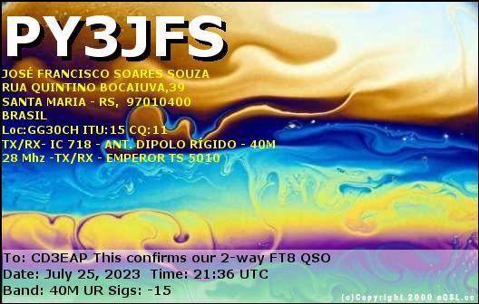 Imagen de tarjeta QSL de PY3JFS