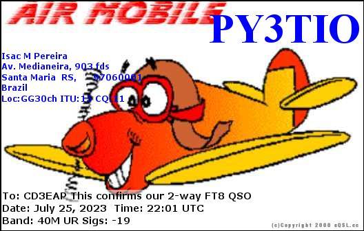 Imagen de tarjeta QSL de PY3TIO