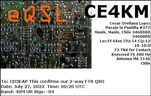 Imagen de tarjeta QSL de CE4KM