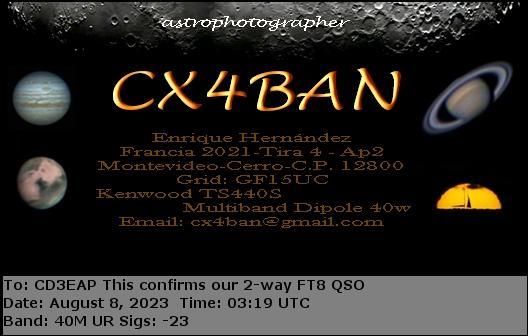 Imagen de tarjeta QSL de CX4BAN