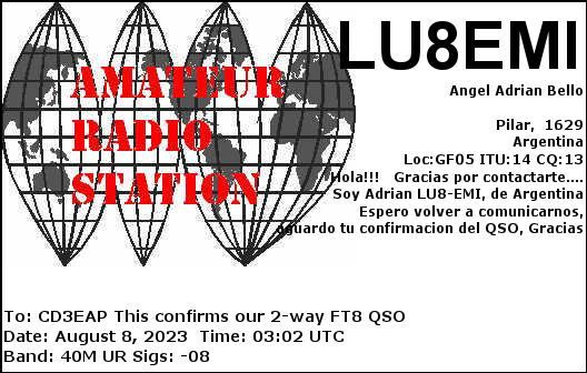 Imagen de tarjeta QSL de LU8EMI