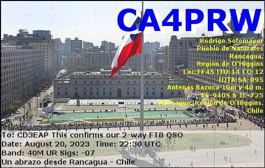 Imagen de tarjeta QSL de CA4PRW