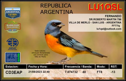 Imagen de tarjeta QSL de LU1QSL