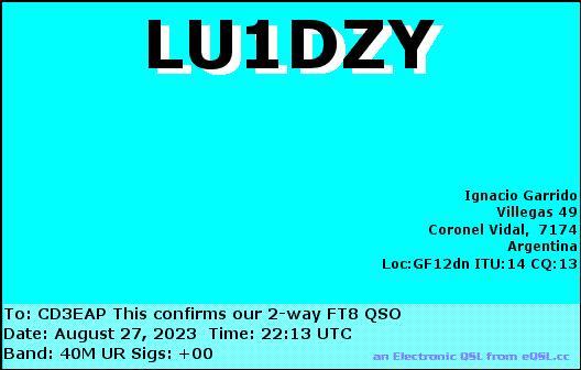 Imagen de tarjeta QSL de LU1DZY