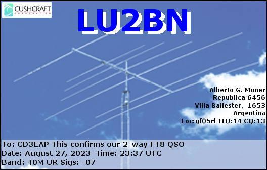 Imagen de tarjeta QSL de LU2BN