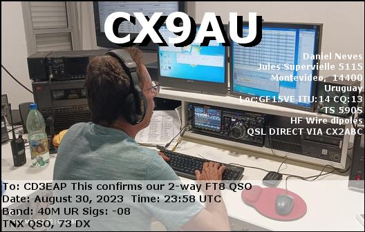 Imagen de tarjeta QSL de CX9AU