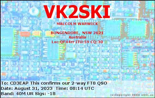 Imagen de tarjeta QSL de VK2SKI