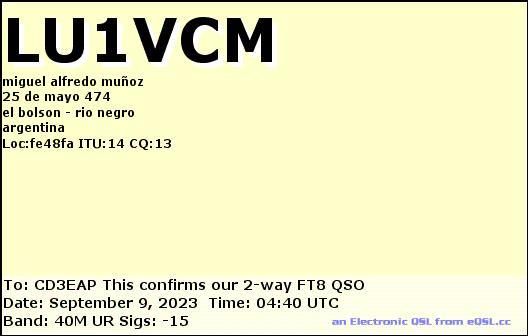 Imagen de tarjeta QSL de LU1VCM