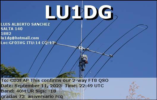 Imagen de tarjeta QSL de LU1DG