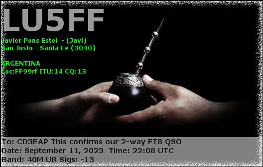 Imagen de tarjeta QSL de LU5FF