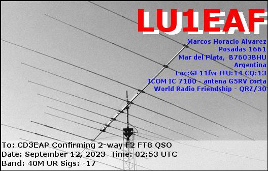 Imagen de tarjeta QSL de LU1EAF