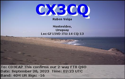 Imagen de tarjeta QSL de CX3CQ