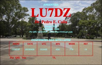 Imagen de tarjeta QSL de LU7DZ