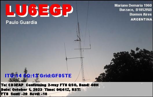 Imagen de tarjeta QSL de LU6EGP