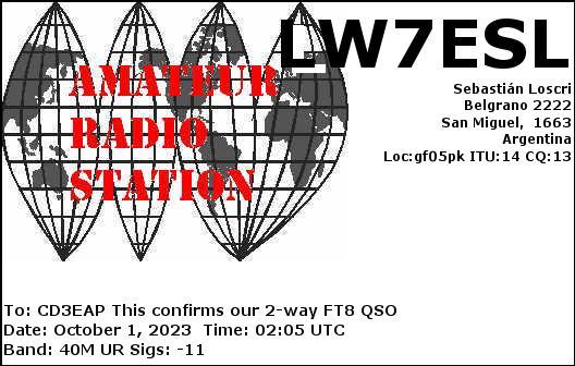 Imagen de tarjeta QSL de LW7ESL