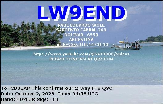 Imagen de tarjeta QSL de LW9END