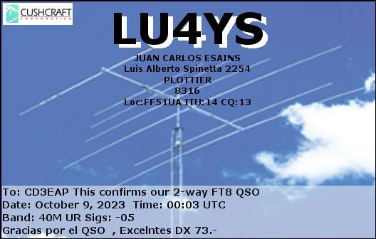 Imagen de tarjeta QSL de LU4YS