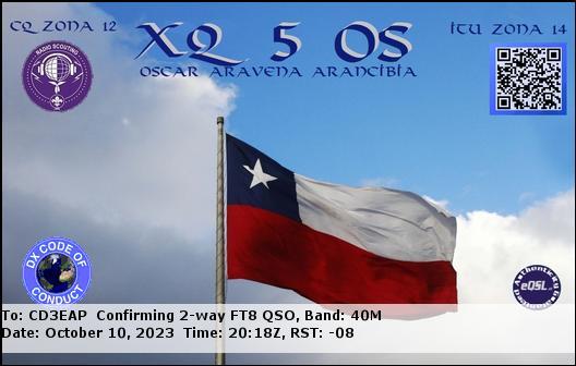 Imagen de tarjeta QSL de XQ5OS