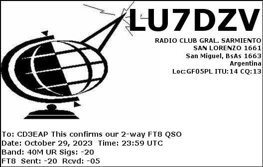 Imagen de tarjeta QSL de LU7DZV