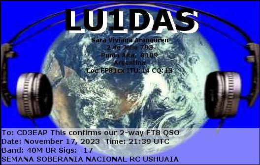 Imagen de tarjeta QSL de LU1DAS