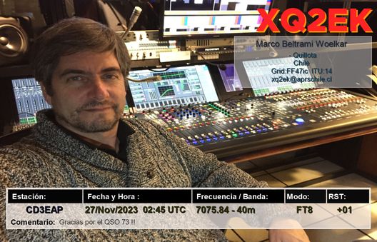 Imagen de tarjeta QSL de XQ2EK