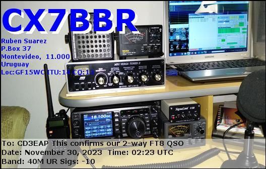 Imagen de tarjeta QSL de CX7BBR