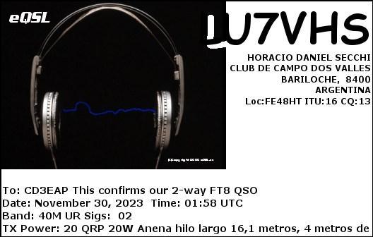 Imagen de tarjeta QSL de LU7VHS