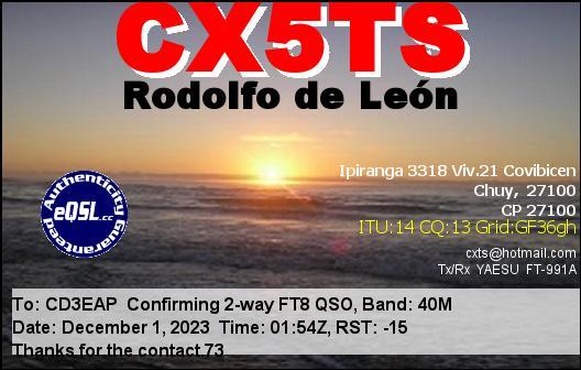 Imagen de tarjeta QSL de CX5TS