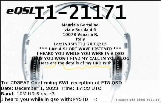 Imagen de tarjeta QSL de I1