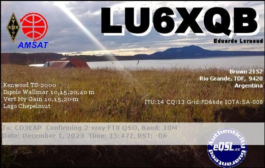 Imagen de tarjeta QSL de LU6XQB