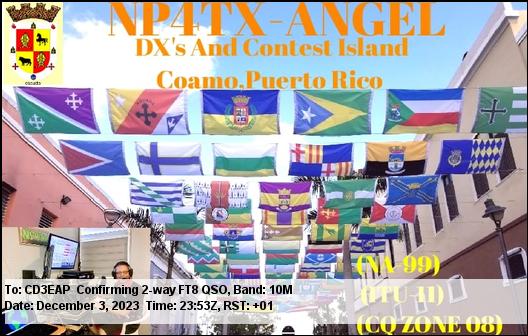 Imagen de tarjeta QSL de NP4TX