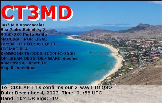 Imagen de tarjeta QSL de CT3MD