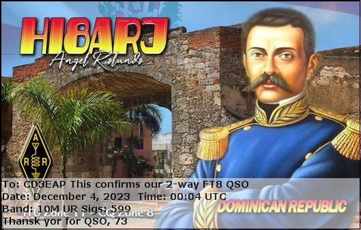 Imagen de tarjeta QSL de HI8ARJ