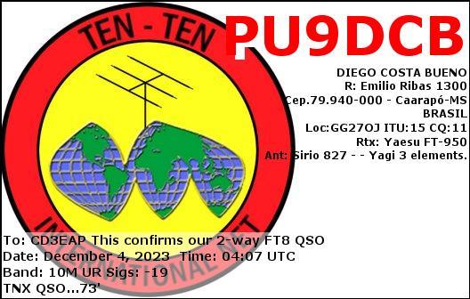 Imagen de tarjeta QSL de PU9DCB