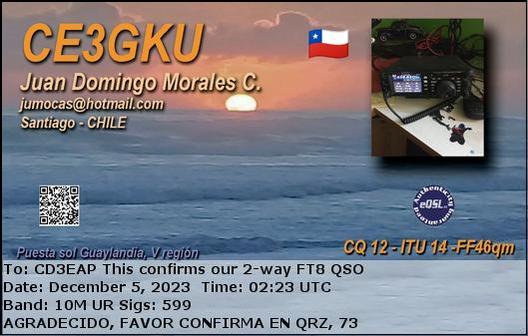 Imagen de tarjeta QSL de CE3GKU