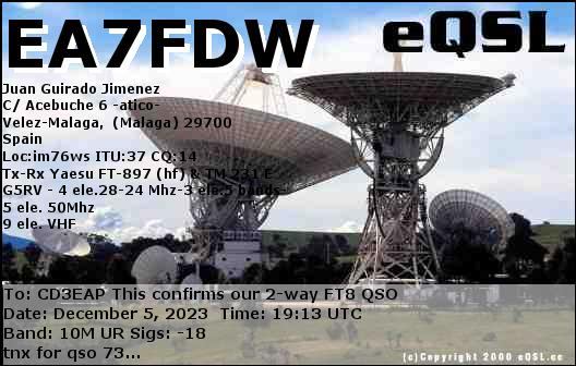 Imagen de tarjeta QSL de EA7FDW