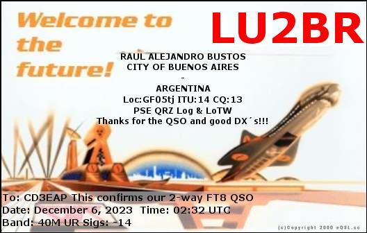 Imagen de tarjeta QSL de LU2BR