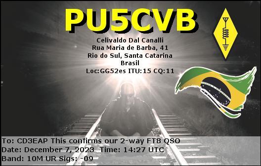 Imagen de tarjeta QSL de PU5CVB