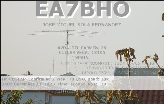 Imagen de tarjeta QSL de EA7BHO