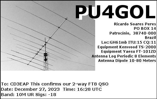 Imagen de tarjeta QSL de PU4GOL