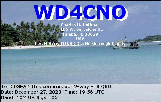 Imagen de tarjeta QSL de WD4CNO