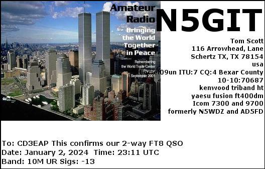 Imagen de tarjeta QSL de N5GIT