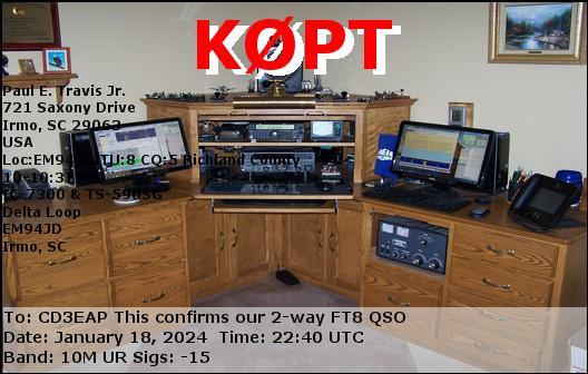 Imagen de tarjeta QSL de K0PT