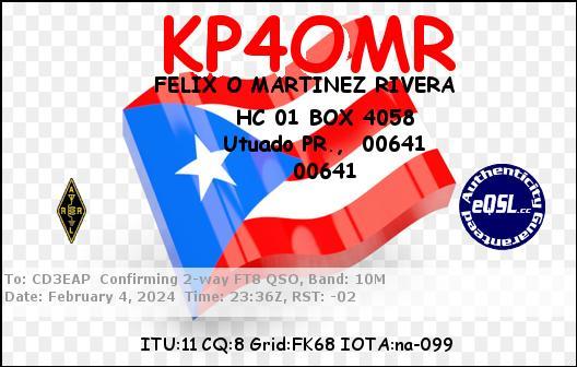 Imagen de tarjeta QSL de KP4OMR