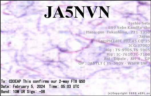 Imagen de tarjeta QSL de JA5NVN