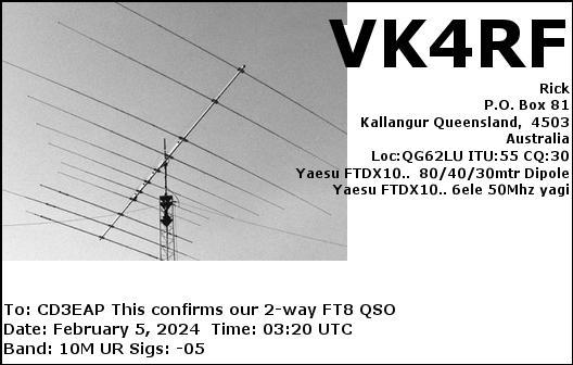 Imagen de tarjeta QSL de VK4RF